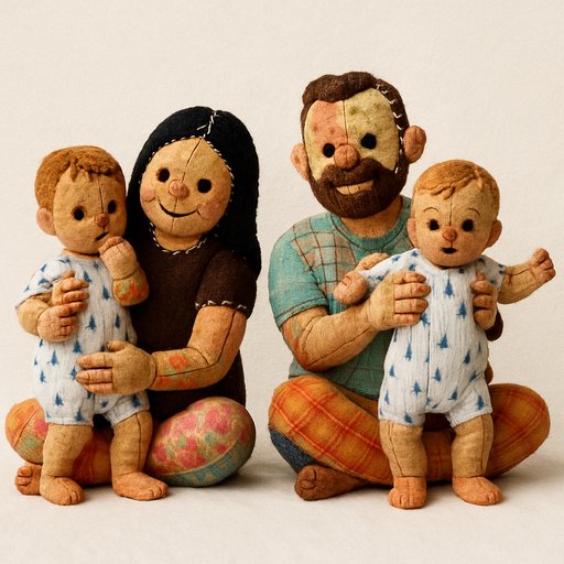 Family in Patchwork/Quilted style