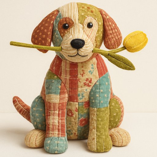 Golden Retriever in Patchwork/Quilted style