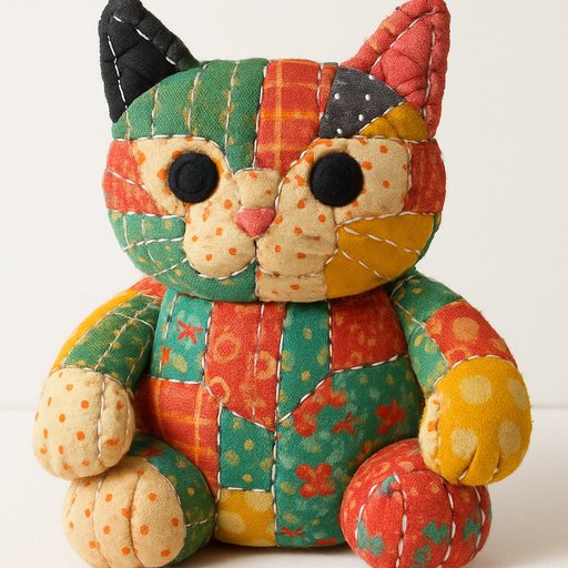 Orange Tabby Cat in Patchwork/Quilted style