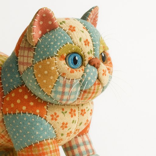 Persian Cat in Patchwork/Quilted style