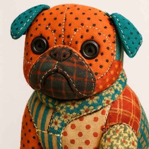 Pug in Patchwork/Quilted style