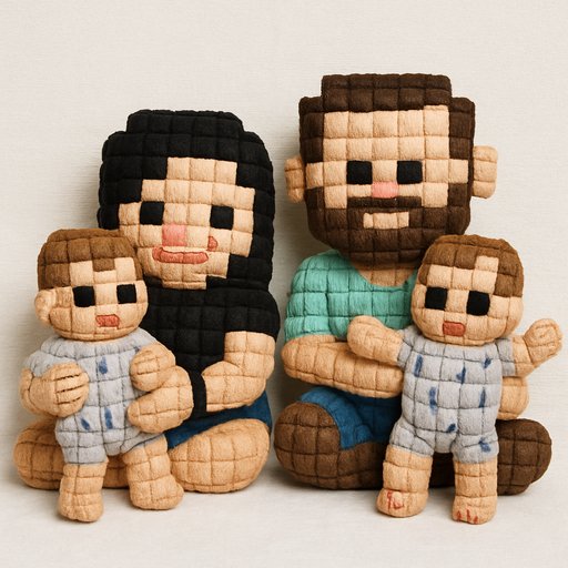 Family in Pixel/8-Bit style