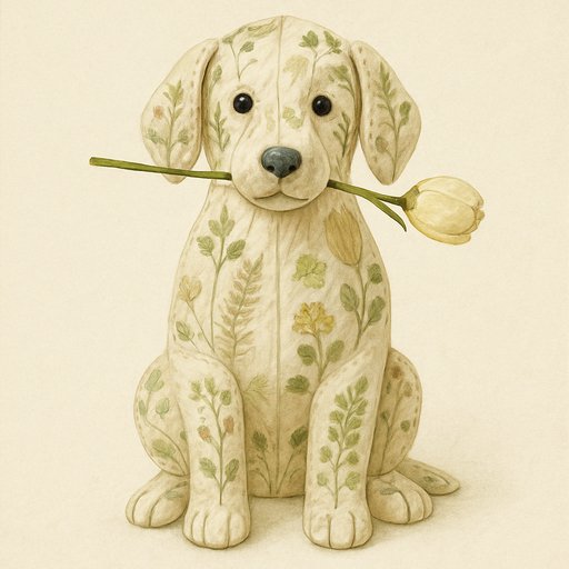 Golden Retriever in Pressed Botanical style