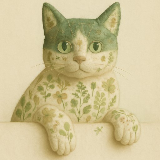 Orange Tabby Cat in Pressed Botanical style