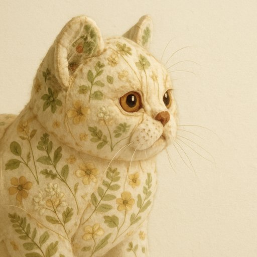 Persian Cat in Pressed Botanical style