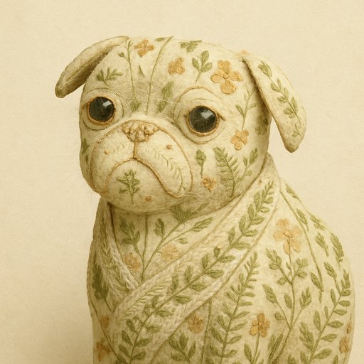 Pug in Pressed Botanical style