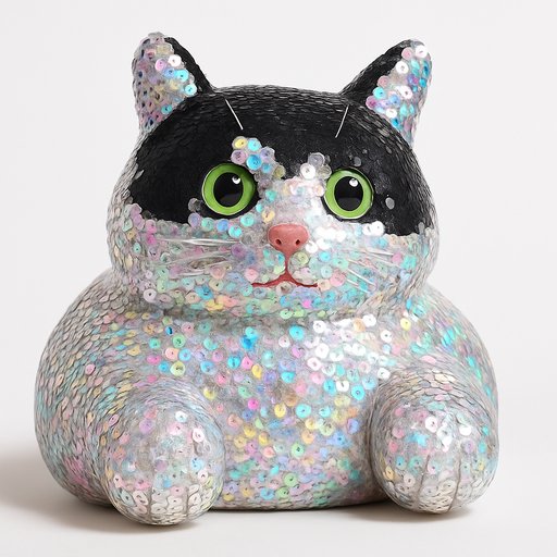 Orange Tabby Cat in Sequin/Mermaid Reversible style