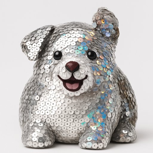 Pomeranian in Sequin/Mermaid Reversible style