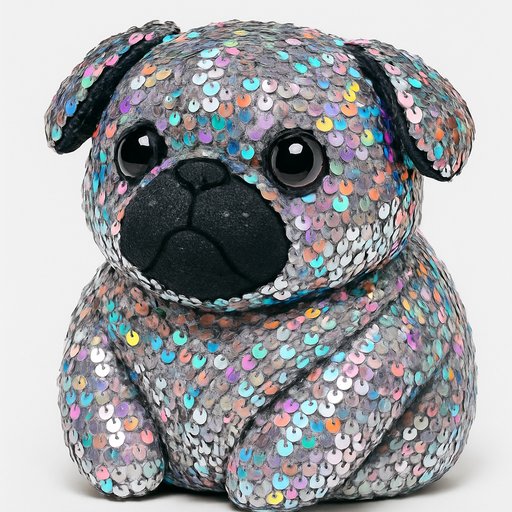 Pug in Sequin/Mermaid Reversible style