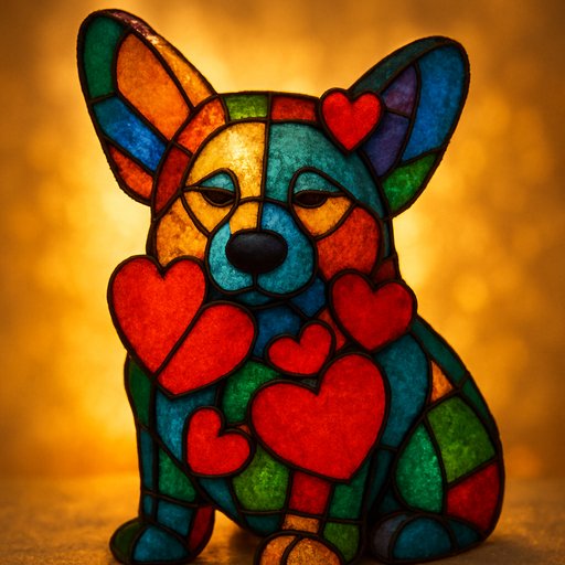 Corgi in Stained Glass style
