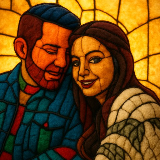 Couple in Stained Glass style