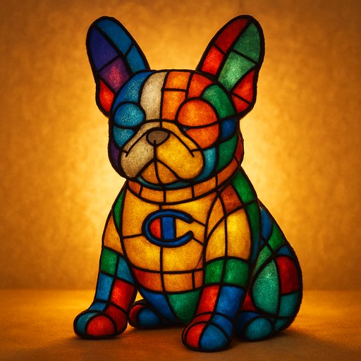 French Bulldog in Stained Glass style