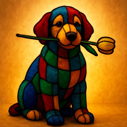 Golden Retriever in Stained Glass style