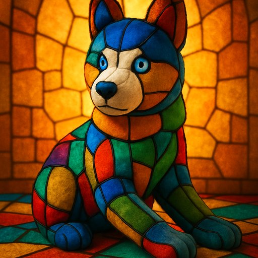 Husky in Stained Glass style