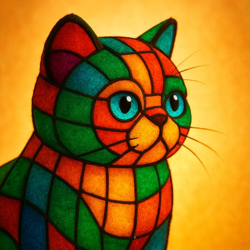 Persian Cat in Stained Glass style