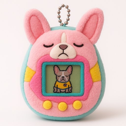 French Bulldog in Digital Pet Device style