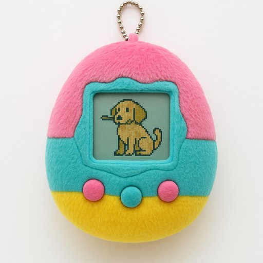 Golden Retriever in Digital Pet Device style
