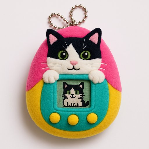 Orange Tabby Cat in Digital Pet Device style