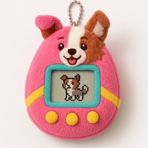 Pomeranian in Digital Pet Device style