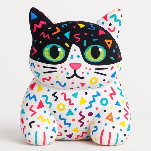 Orange Tabby Cat in Terrazzo/Memphis style