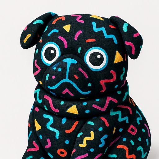 Pug Terrazzo/Memphis plushy toy