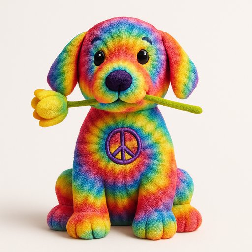 Golden Retriever in Tie-Dye style