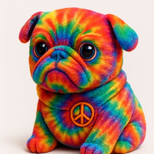 Pug in Tie-Dye style
