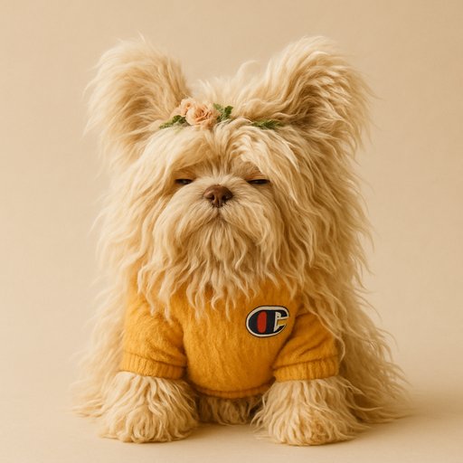 French Bulldog in Ultra-Fluffy Long-Shaggy style