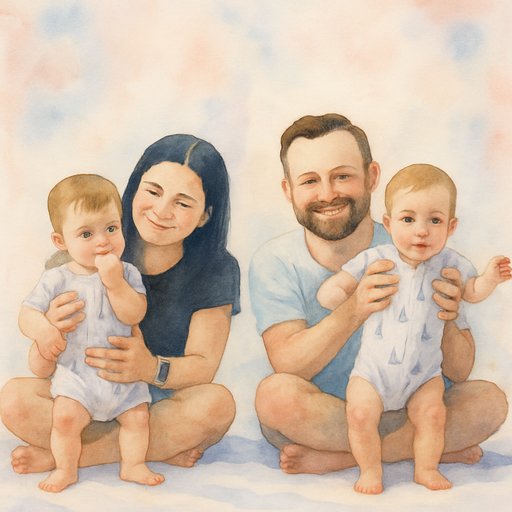 Family in Watercolor style