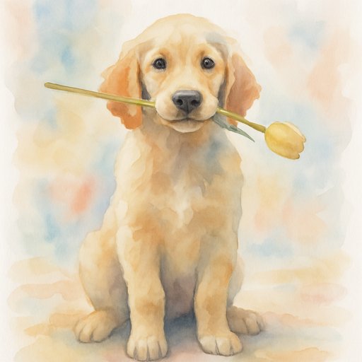 Golden Retriever in Watercolor style