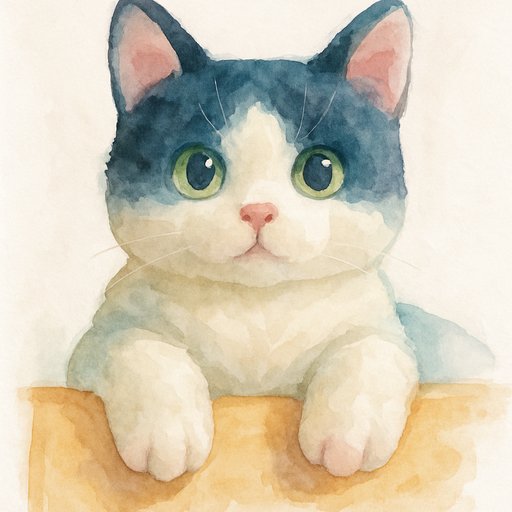 Orange Tabby Cat in Watercolor style