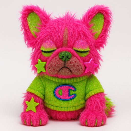 French Bulldog in Y2K/Scene style